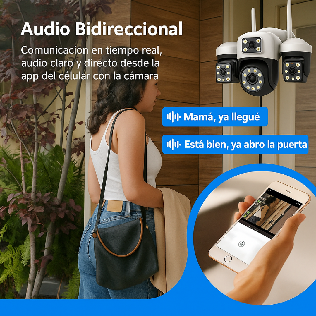 💥Cámara de seguridad 3 lentes 🌧  Exterior Ip66 WIFI 🛜 vista panorámica de 360°