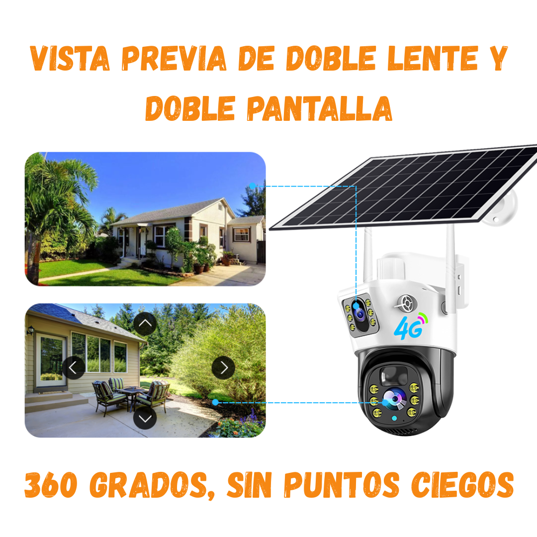 💥Cámara PTZ Solar 4G/WIFI 📡 Doble Lente Exterior IP68 HD📹 5MP💥