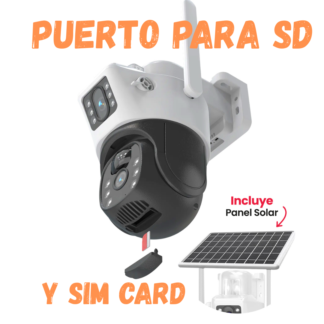 💥Cámara PTZ Solar 4G/WIFI 📡 Doble Lente Exterior IP68 HD📹 5MP💥