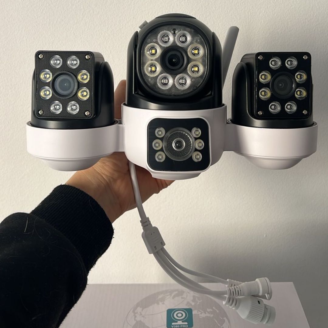💥Cámara de seguridad 3 lentes 🌧  Exterior Ip66 WIFI 🛜 vista panorámica de 360°