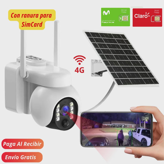🔥Cámara PTZ De Seguridad Con Panel Solar 📹SimCard 4G Exterior🚨Larga duración